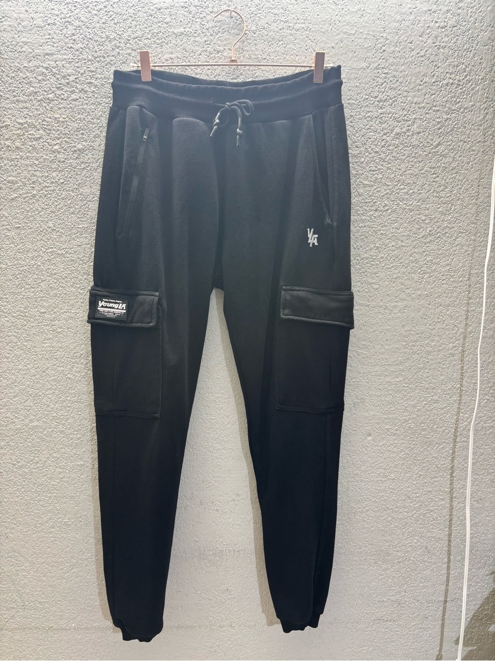 YoungLA Black Men's Cargo Joggers